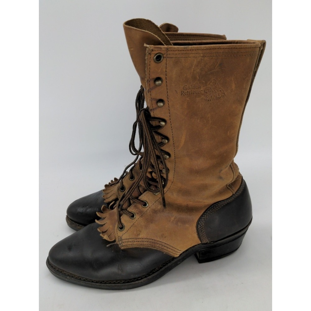 VTG MENS GOLDEN RETRIEVER WORK BROWN BOOTS SIZE 8.5  Vintage . s8